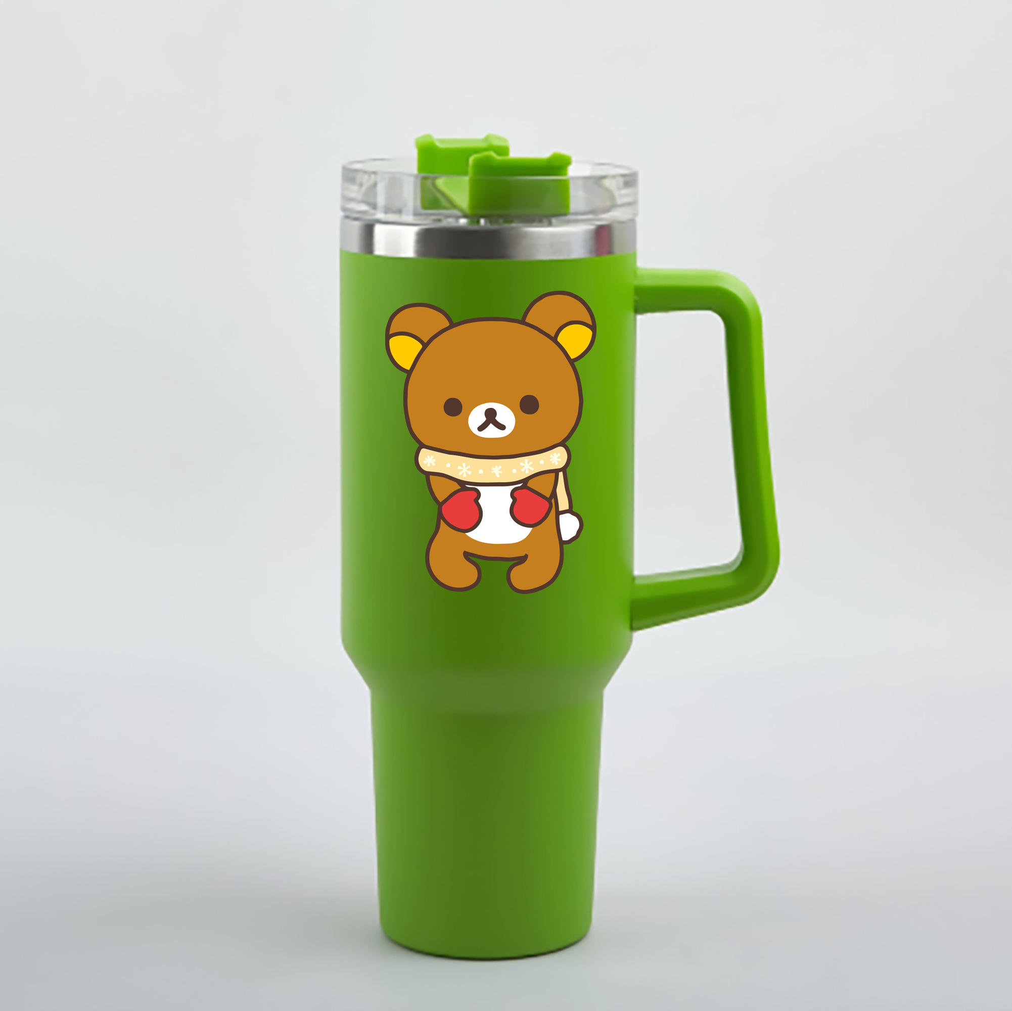 （画像用） リラックマ リラックマ キイロイトリ Rilakkuma Korilakkuma Kiiroitori 1200mL車用タンブラー - クリスタルステッカー（プラスチックストロー付き）